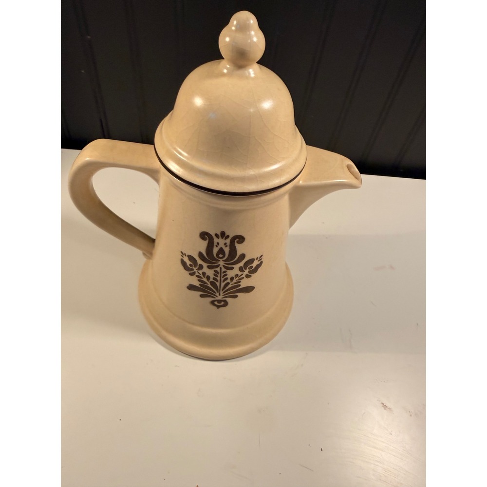 Vintage Pfaltzgraff Village Stoneware Coffee Pot with Lid 6-550 Brown Floral